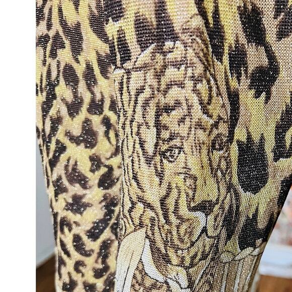 Vintage XXist Animal Print Cardigan Sweater Size S Long Sleeves Shell Buttons - Picture 5 of 16